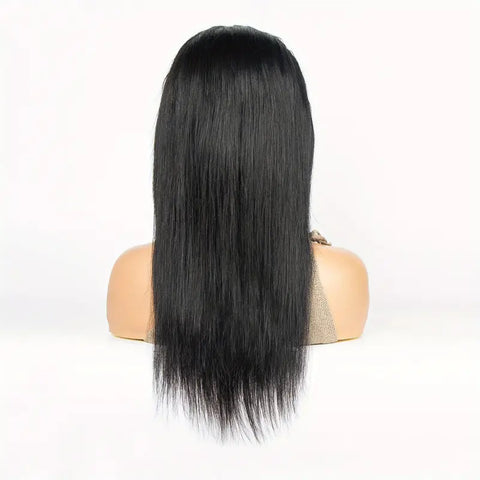 180% Density Straight Bob Wig with Bangs for Women - Natural Human Hair Lace Front Wig with Machine Made Construction