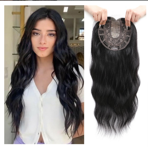 Hair Toppers For Women 20inch Long Wavy Curly Hair Topper Ombre Blonde With Dark Root Clip In Synthetic Wiglets Hair Pieces For Women