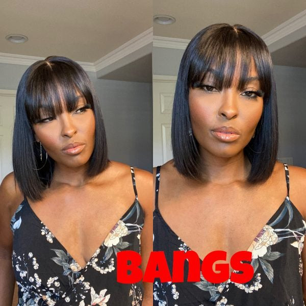 Straight Middle Part / With Bangs Bob Wig | Brazilian Hair Wigs
