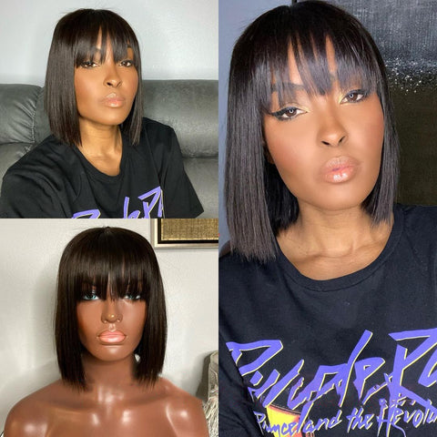Straight Middle Part / With Bangs Bob Wig | Brazilian Hair Wigs