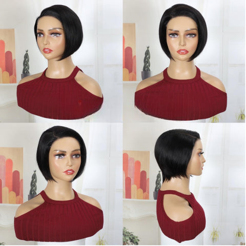 Pixie Cut Wig Human Hair 5X5 HD Lace Wear and Go Glueless Wigs Human Hair Pre Plucked Pre Cut Short Pixie Cut Glueless Wigs Human Hair for Women (Natural Color)