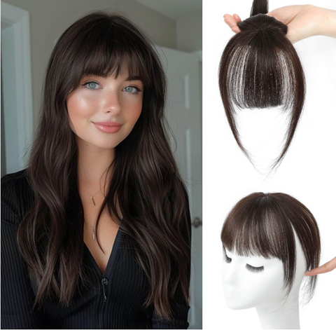 360° Cover Clip in Bangs Real Human Hair Fake Bangs Clip in Hair Extensions for Women Hair Bangs Clip in Human Hair for Daily Use