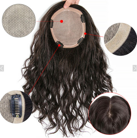 【BUY 2 GET 1 FREE 】Curly Hair Topper with 4 Clips for Thinning Hair