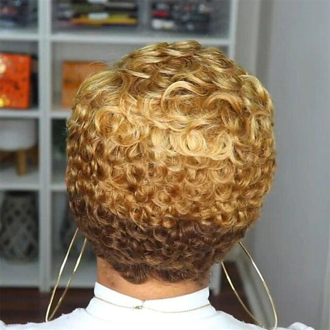 Curly Pixie Cut Machine Made Wig Short A1 Hair Women's Soft Party Easy to Carry Blonde Daily Wear Party Evening Daily Christmas Party Wigs