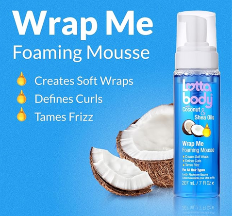 Coconut Oil and Shea Wrap Me Foaming Curl Mousse , Creates Soft Wraps, Hair Mousse for Curly Hair, Defines Curls, Anti Frizz, 7 Fl Oz