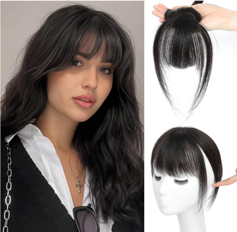 360° Cover Clip in Bangs Real Human Hair Fake Bangs Clip in Hair Extensions for Women Hair Bangs Clip in Human Hair for Daily Use