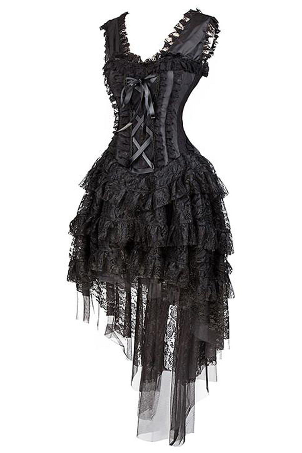Atomic Black Burlesque Inspired Corset and Skirt Set