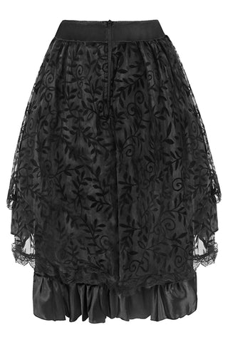 Atomic Black Satin Tiered Lace Skirt